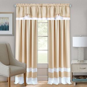 Darcy Tan Solid Contemporary Window Curtain Panel: 58" x 36", 58" x 14", Tier